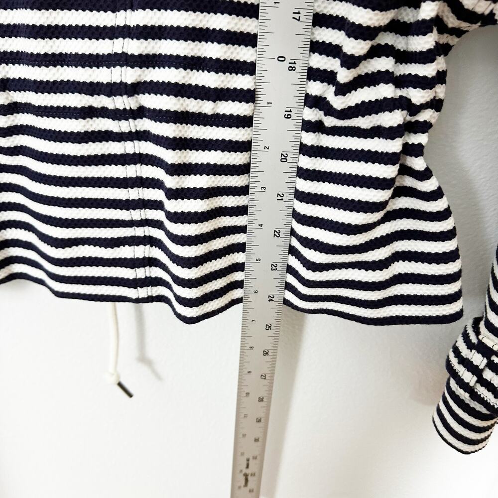 CAbi #5654 Women Medium Blue/White Nautical Striped Harbor Jacket Drawstring S - Picture 13 of 13
